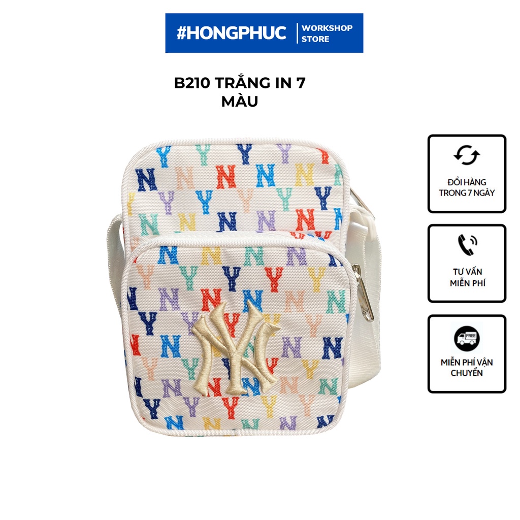 Túi đeo chéo nữ B210 MLB MONOGRAM RAINBOW - Trắng in 7 màu [ HONGPHUC ]