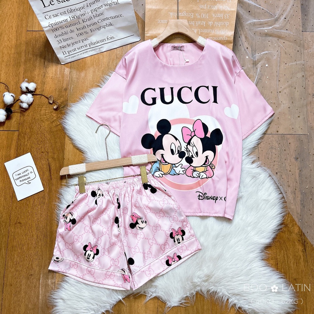 ĐỒ BỘ LATIN CỔ TRÒN HOẠT HÌNH MẪU MICKEY GG HỒNG