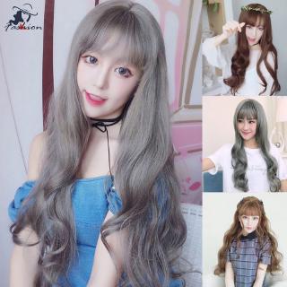 Bộ tóc giả dài uốn xoăn phồng với tóc mái cho nữ đội khi hóa trang