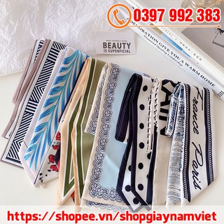 Dây Buộc Tóc Khăn Lụa Vuông Dài Quấn Túi Quàng Cổ Đa Năng Hàn Quốc Hottrend Size 100x8 cm