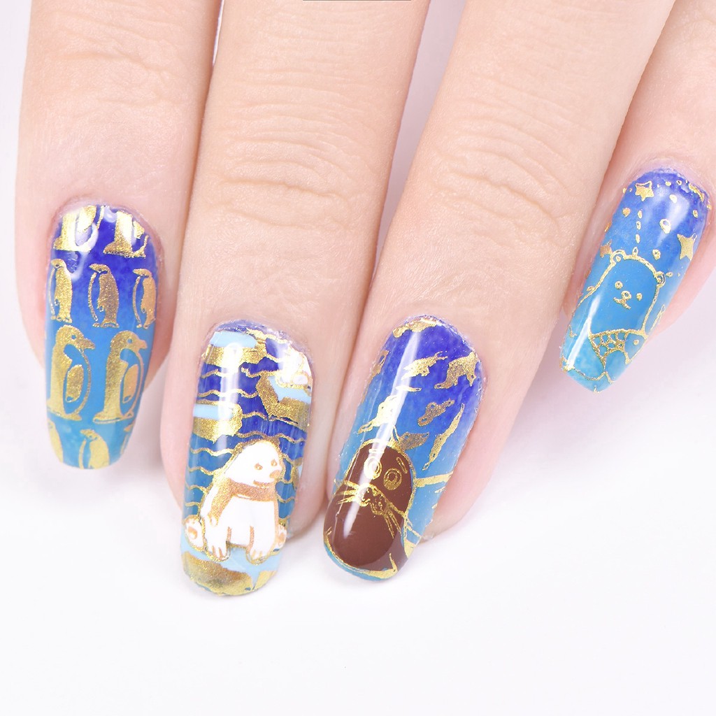 Set tem dán trang trí móng in họa tiết động vật xinh xắn