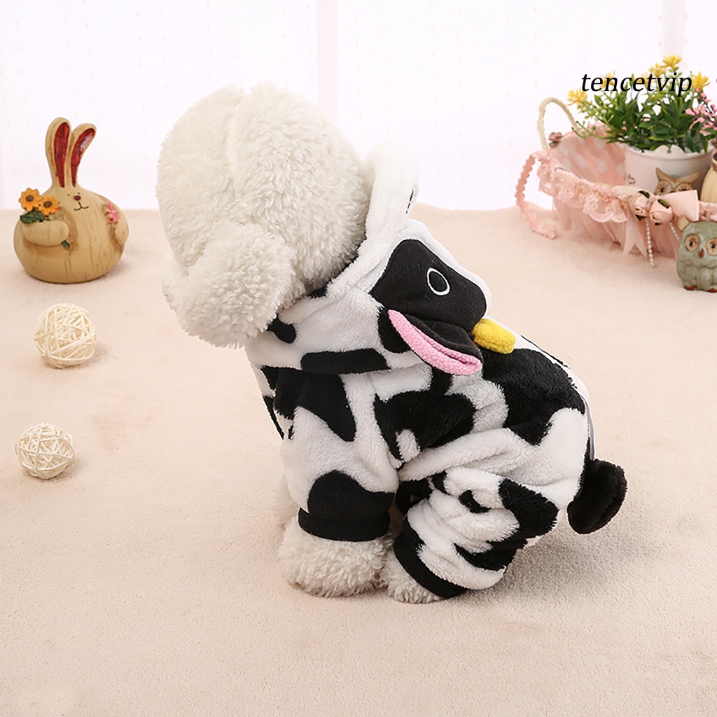 Áo Khoác Hoodie Họa Tiết Bò Sữa Hoạt Hình Thời Trang Thu Đông Cho Thú Cưng