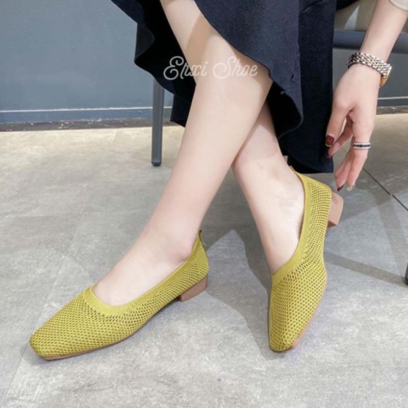 Giày Búp Bê Dệt Kim Thoáng Khí Thời Trang Nữ