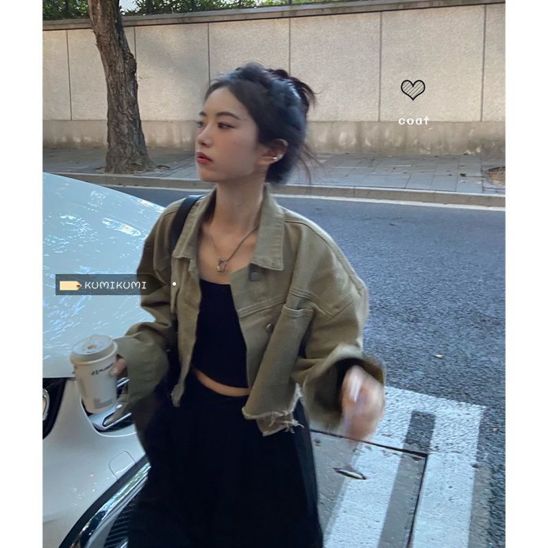 ÁO CROPTOP BÒ DÁNG LỬNG VIỀN RÁCH MÀU CAFE NHẠT ĐẢM BẢO ĐẸP Y HÌNH