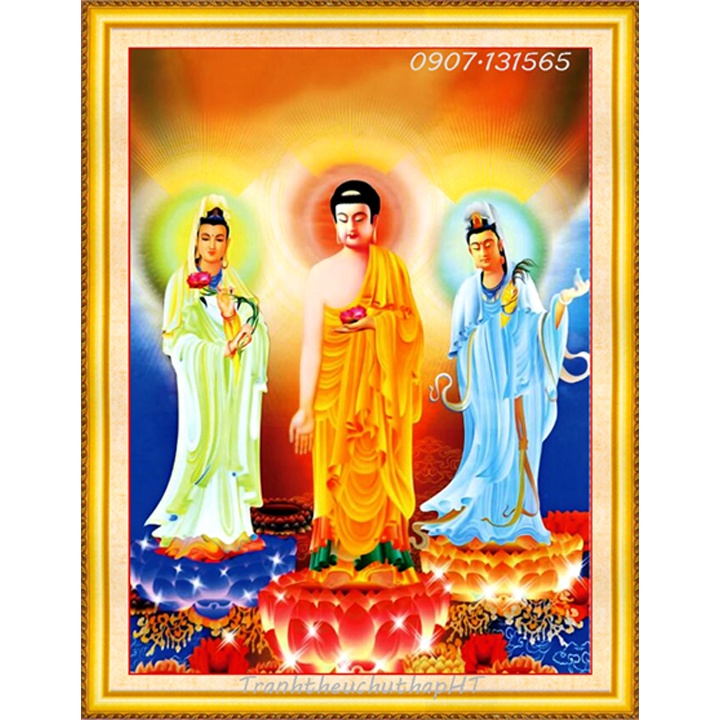 Tranh đính đá Phật Tây phương tam thánh VS476 :85*65cm - tự đính