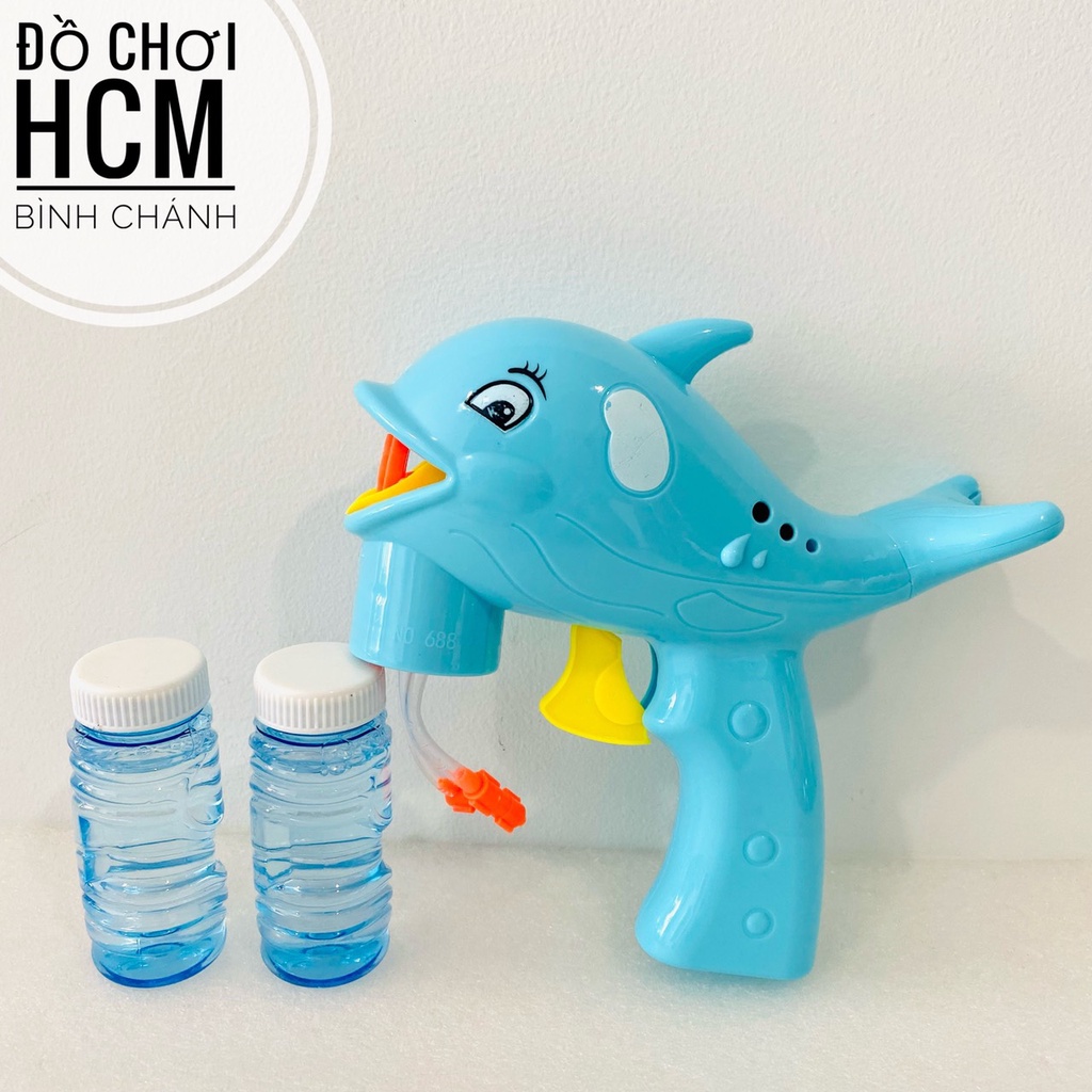 Đồ chơi trẻ em súng bắn bong bóng xà phòng hình cá heo dễ thương phun xà bông dành cho bé gái, bé trai