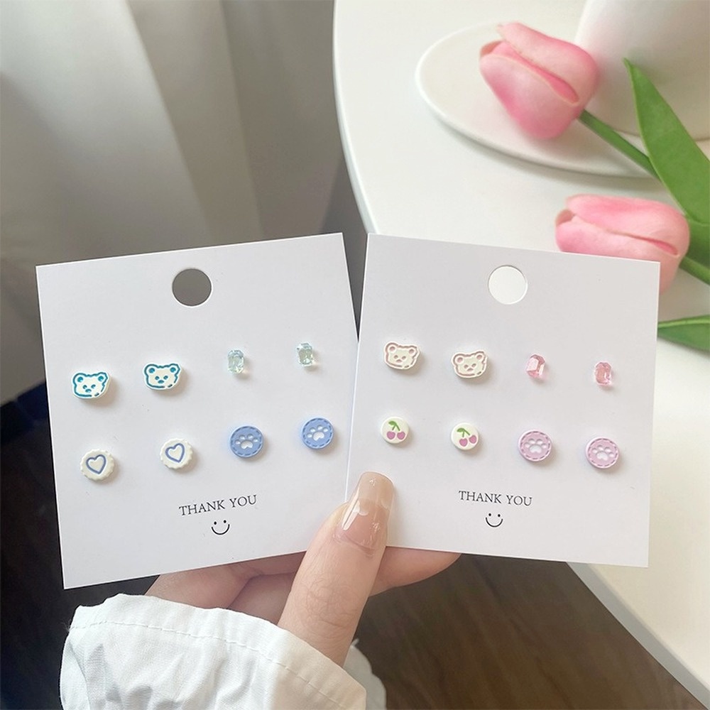 Khuyên Tai Bạc S925 Hình Chú Gấu Trái Tim Dễ Thương Đơn Giản Phong Cách Hàn Quốc Cho Nữ