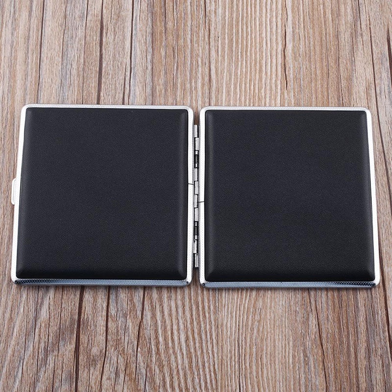 Fashion Leather Pocket Cigarette Case Box Holder Classic Black
