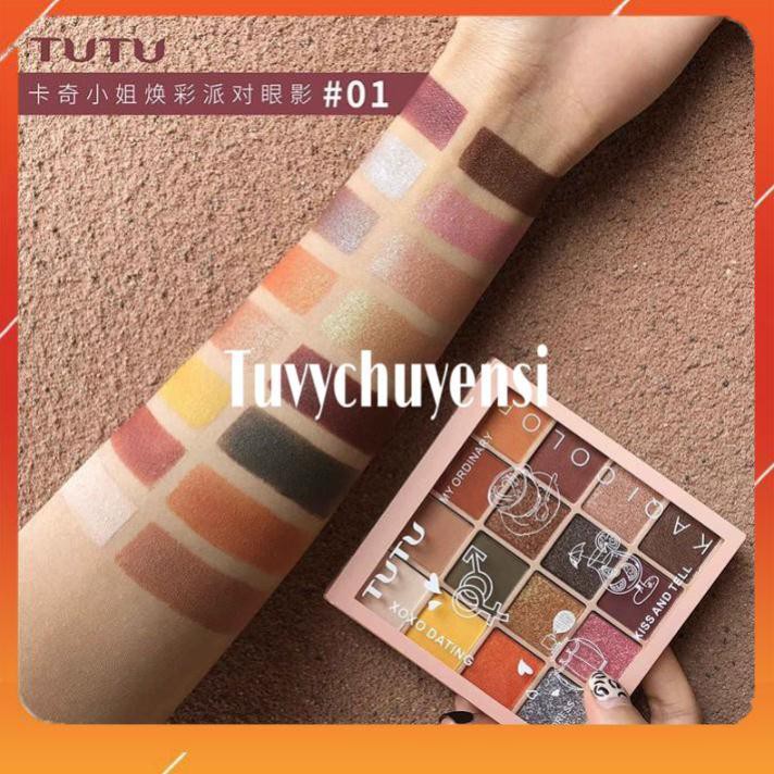 [FREESHIP TỪ 50K]Bảng mắt 16 màu TUTU KAQI COLOR Cam Đào Trung Tính