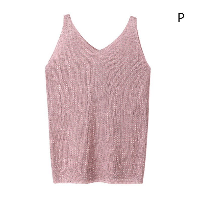 Áo không tay đính kim tuyến màu trơn | BigBuy360 - bigbuy360.vn