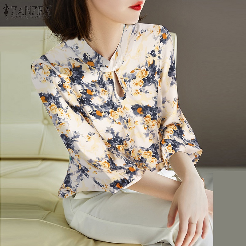 ZANZEA Áo Nữ Tay Lỡ 3 / 4 Cổ Tròn Thời Trang