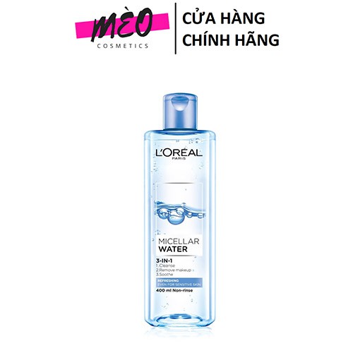 Nước Tẩy Trang Loreal - L'Oreal Paris 3-in-1 Micellar 400ml Xanh Nhạt