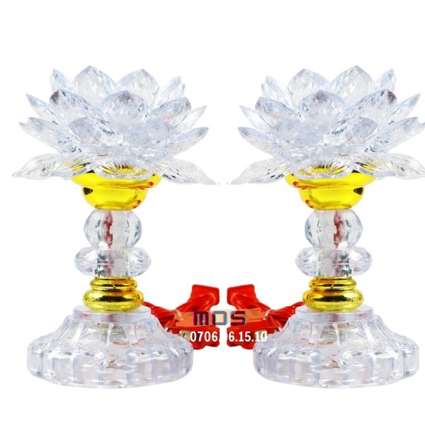 Đèn sen nhựa để bàn trang trí thờ cúng Mos Shop