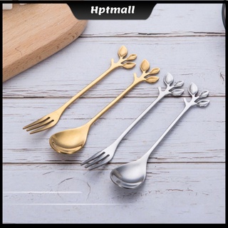 Unique Stainless Steel Leaf Shape Handle Coffee Spoon/Fork Kitchen Tableware