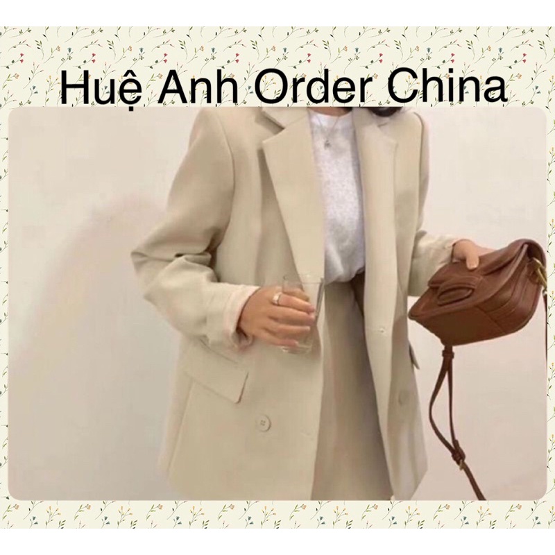 Áo blazer nữ hàng đẹp quảng châu cao cấp màu be sữa phong cách hàn quốc trẻ trung năng động có đệm vai