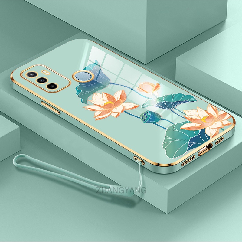 ốp lưng oppo a53 ốp điện thoại oppo a53 Ốp Điện Thoại TPU Dẻo Mạ Màu Họa Tiết Hoa Sen Sang Trọng