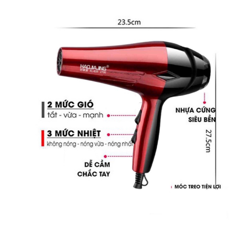 Máy sấy tóc HaoJiaJing nội địa trung 3 chế độ công suất 2700w có phụ kiện va bảo hành 1 năm #MÁYSẤYTÓC