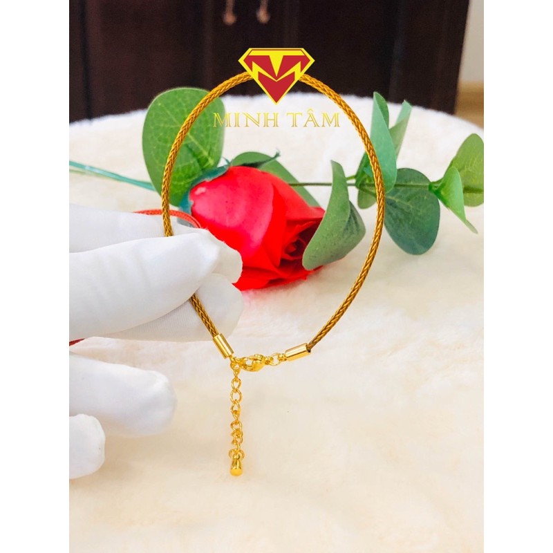 Vòng tay dây cước đeo charm khoá mạ vàng,Vòng dây cước xỏ charm khoá mạ vàng-Minh Tâm Jewelry