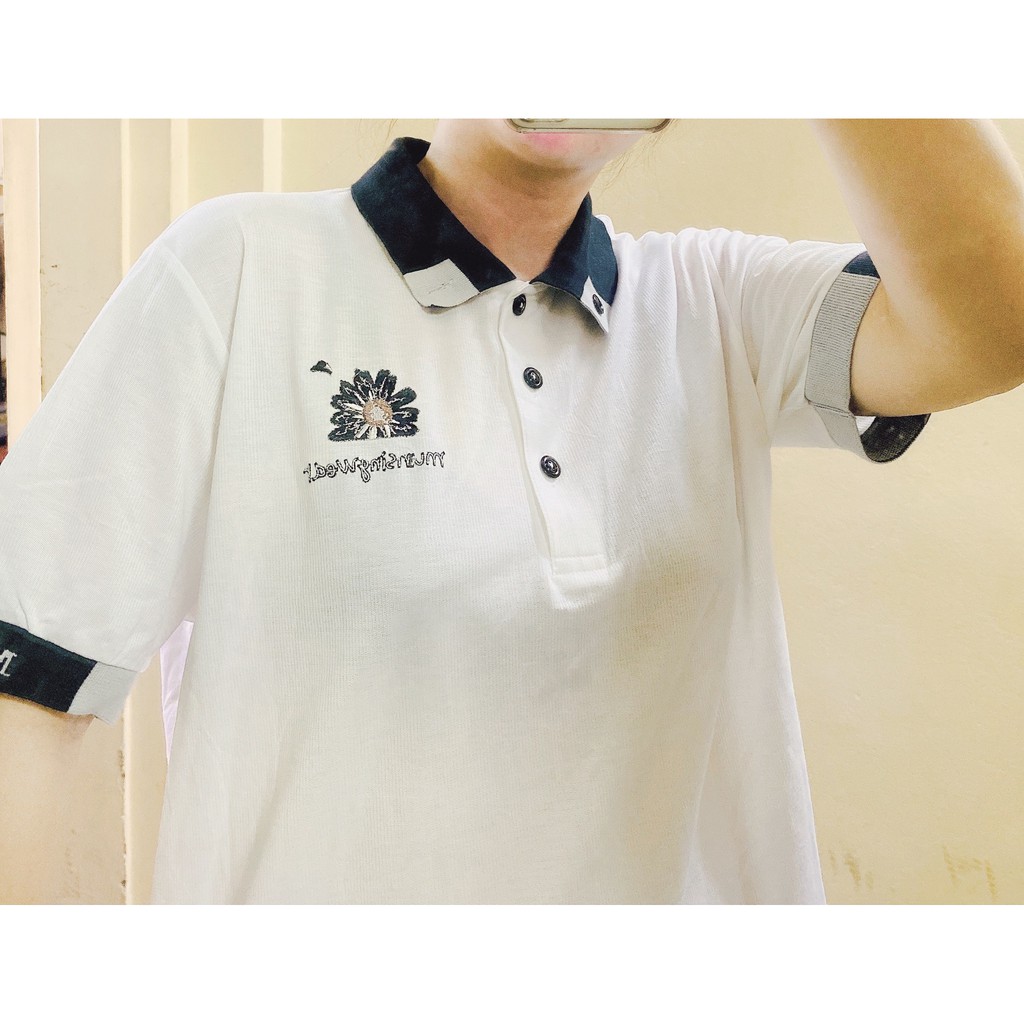 [Siêu sale] Áo polo nữ form rộng unisex tay lỡ 2hand xịn loại 1 size M-L | BigBuy360 - bigbuy360.vn