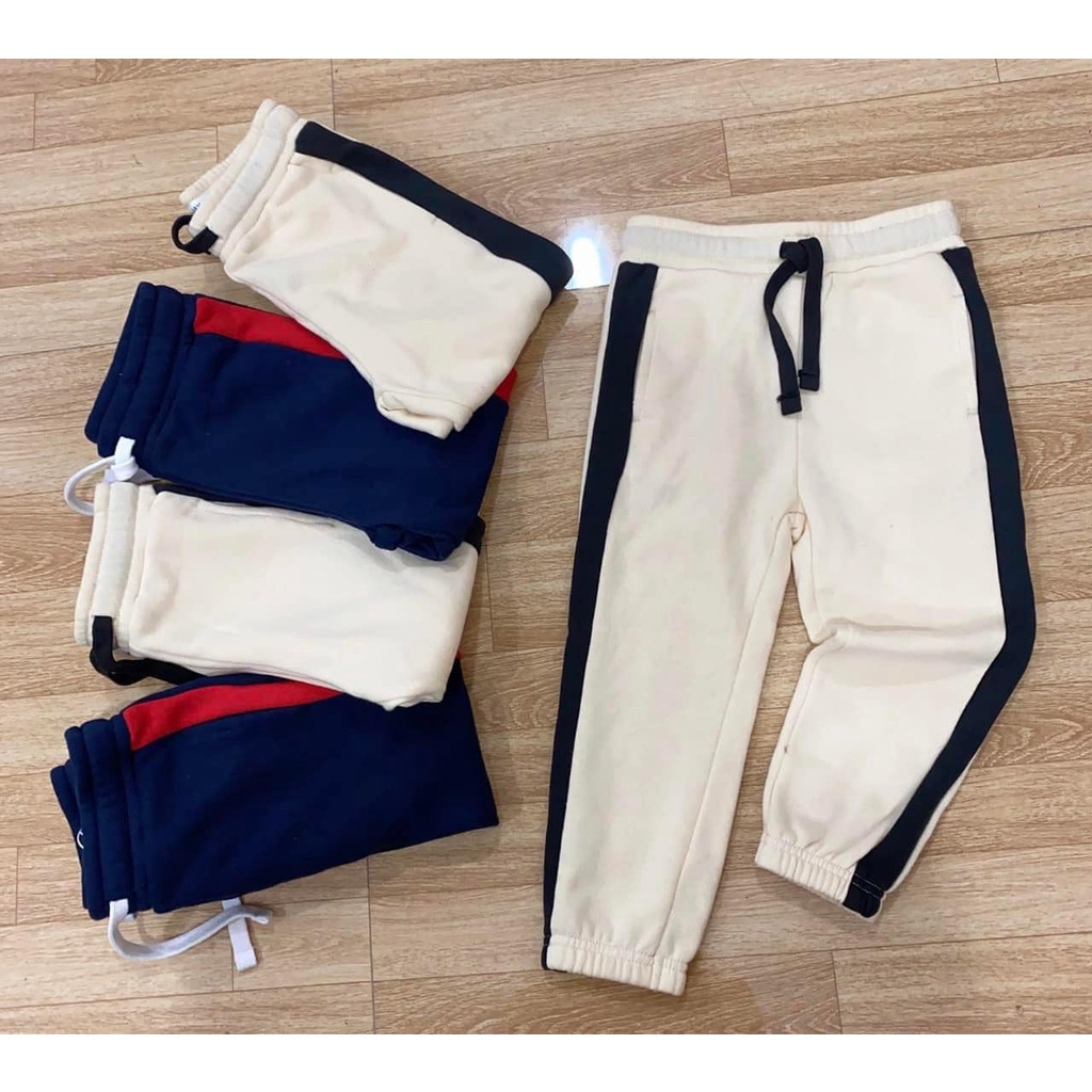Combo 2 quần nỉ bé trai dáng jogger phối sọc chất nỉ bông dày đẹp giữ ấm