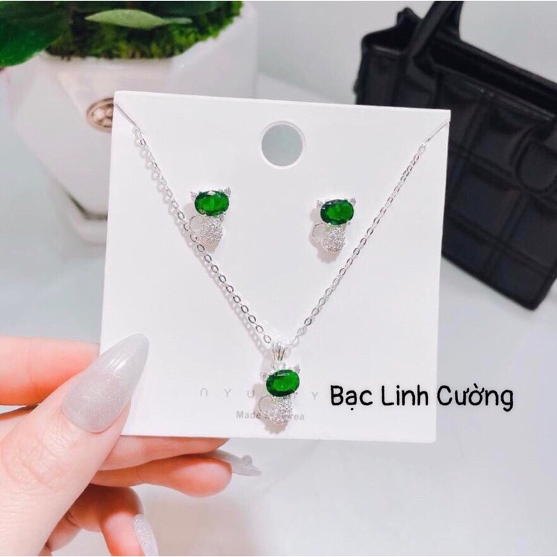 SET HỒ LY BẠC TA CỰC XINH XẮN CHO NỮ- (Gồm dây chuyền và bông tai)