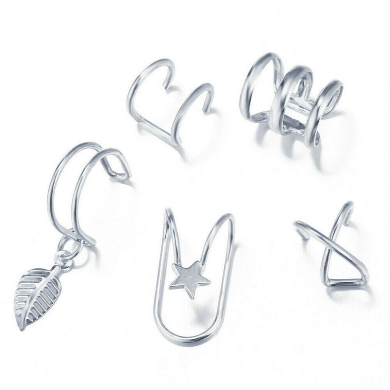 Set 5 khuyên vành tai không cần xỏ lỗ đơn giản thời trang cho nữ