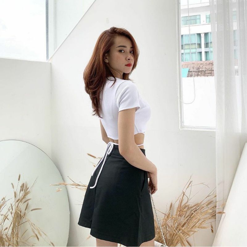 Áo croptop sexy cột dây chéo bụng