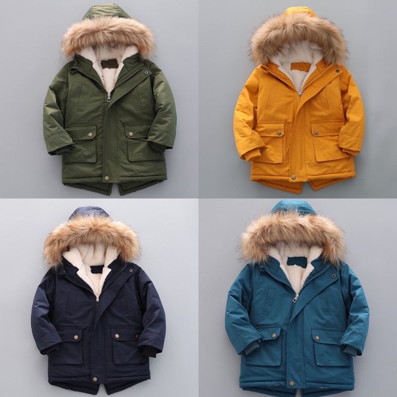 Áo phao Parka lót lông cao cấp bé trai bé gái