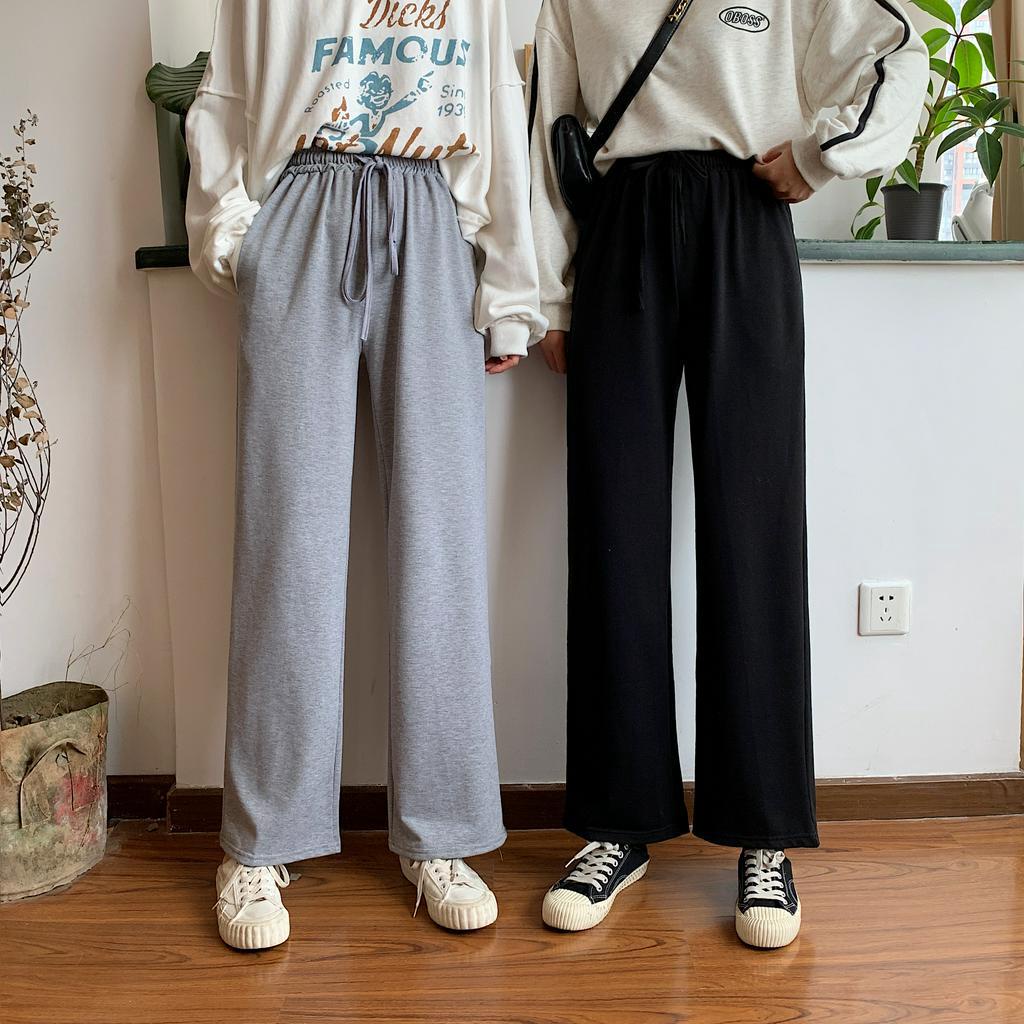 SUXI Quần Dài Ống Rộng Màu Trơn Thời Trang Nữ Tính