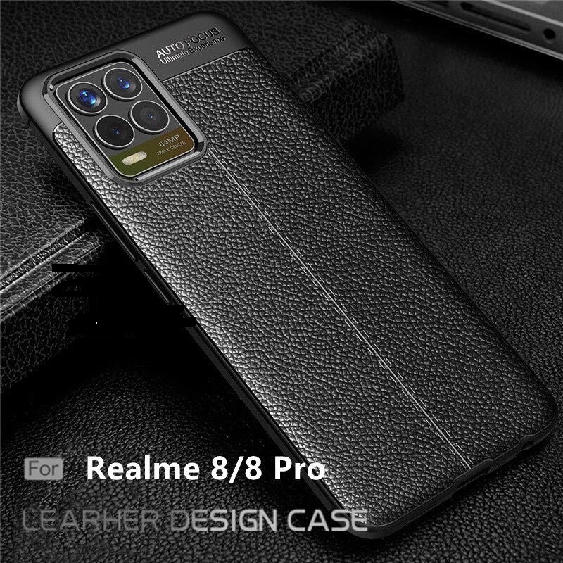 Ốp lưng cho Oppo Realme 8, Realme 8 Pro vân giả da Autu Focus chống sốc