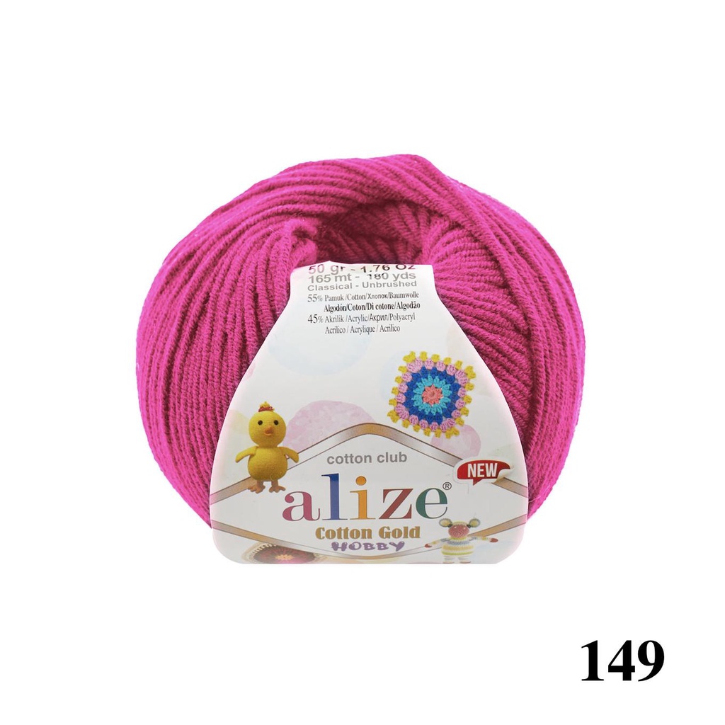 Cuộn len hè trơn đan móc thú Cotton Gold Hobby Baby New hãng Alize