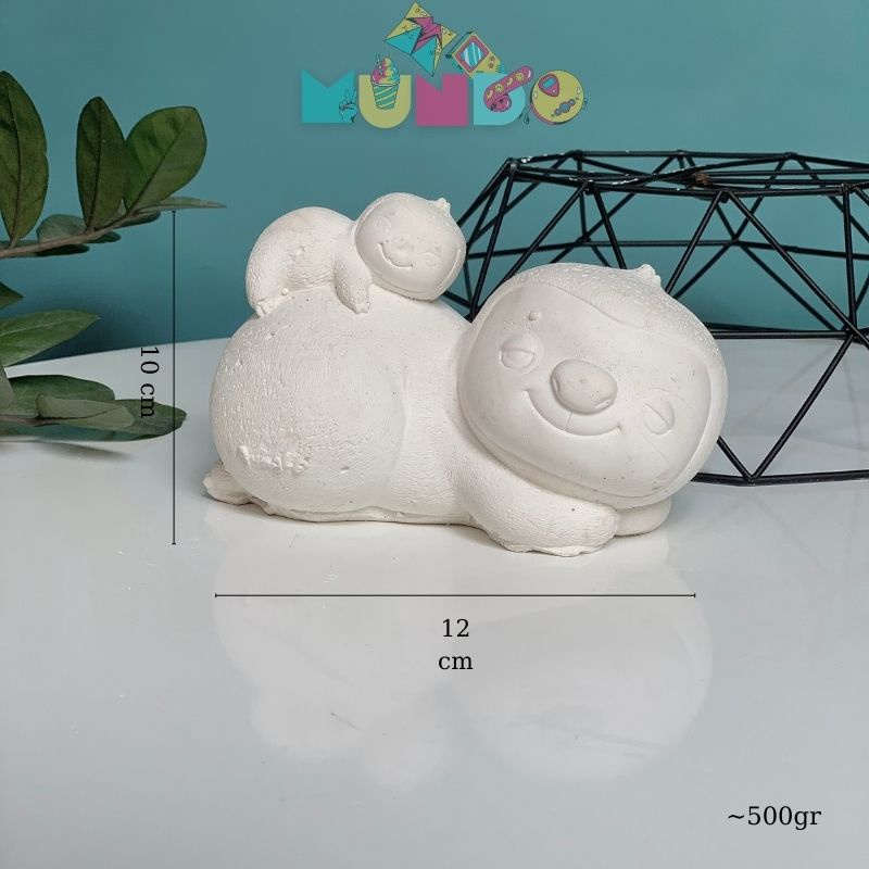 Tượng tô màu cao cấp chọn mẫu SIZE X Mẹ con Lười/ Gấu Trúc, tượng thạch cao MUNDO