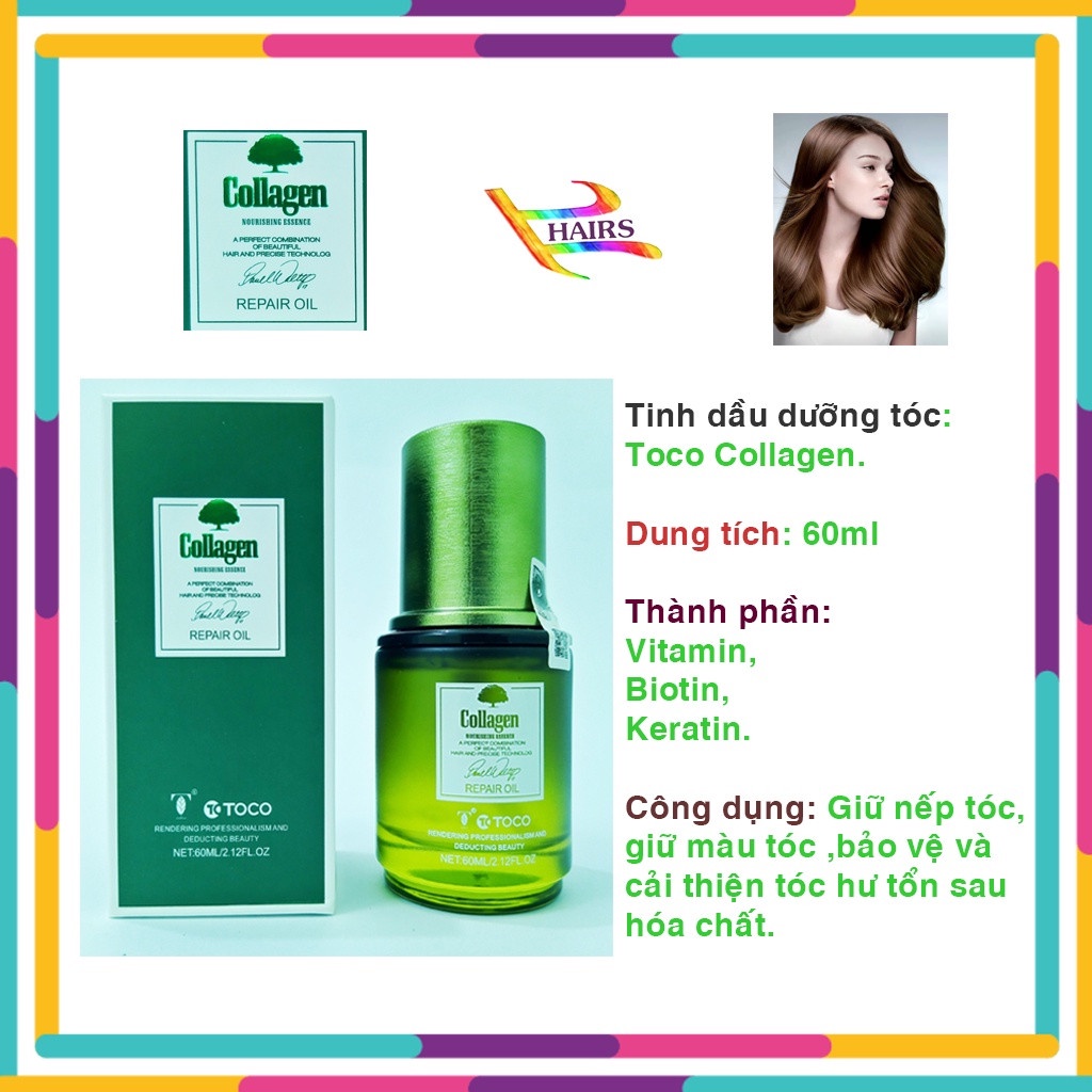 [HÀNG CHÍNH HÃNG]TINH DẦU DƯỠNG TÓC HƯƠNG THƠM VĂN PHÒNG TOCO COLLAGEN