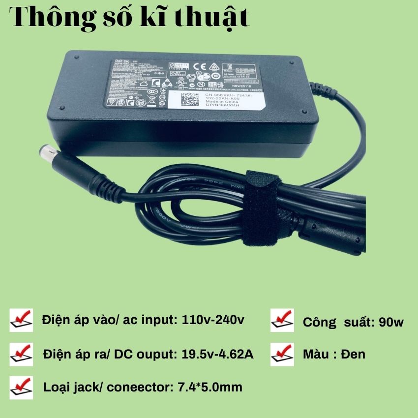 Sạc máy tính dell 4,62A chân kim to savinhitech, sạc laptop dell zin cao cấp bảo hành 12 tháng | BigBuy360 - bigbuy360.vn