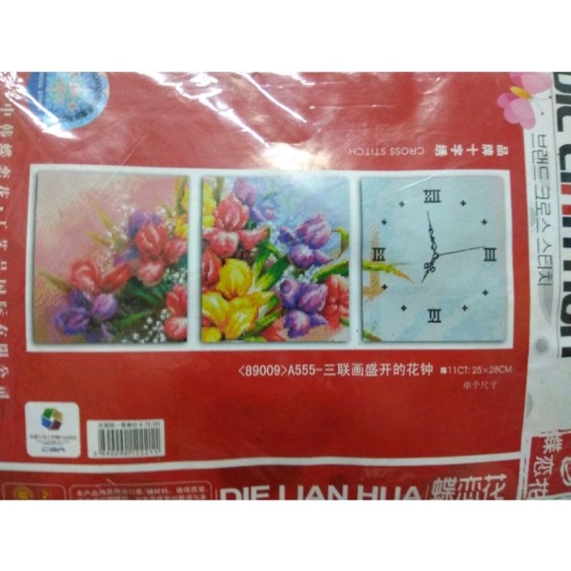 Tranh thêu đồng hồ hoa lá quả nhiều mẫu