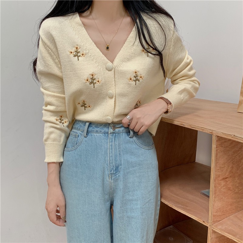 Áo cardigan thêu hoa xinh - Hàng order