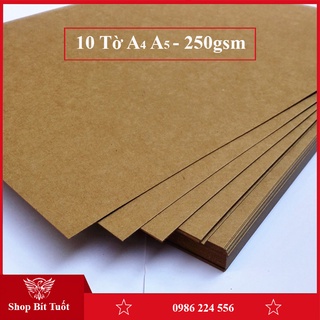 Giấy Kraft nâu A4 A5 làm thiệp handmade 250 gsm bìa sổ tay scrapbook love book 10 tờ
