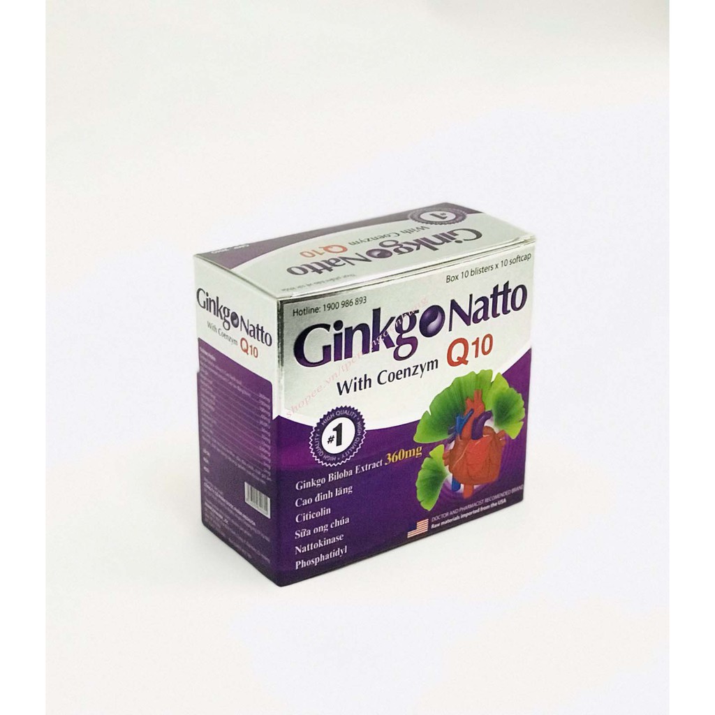 Viên uống bổ não GINKO NATTO 360mg giúp tăng cường trí nhớ, hỗ trợ tuần hoàn máu não (100 viên/hộp)