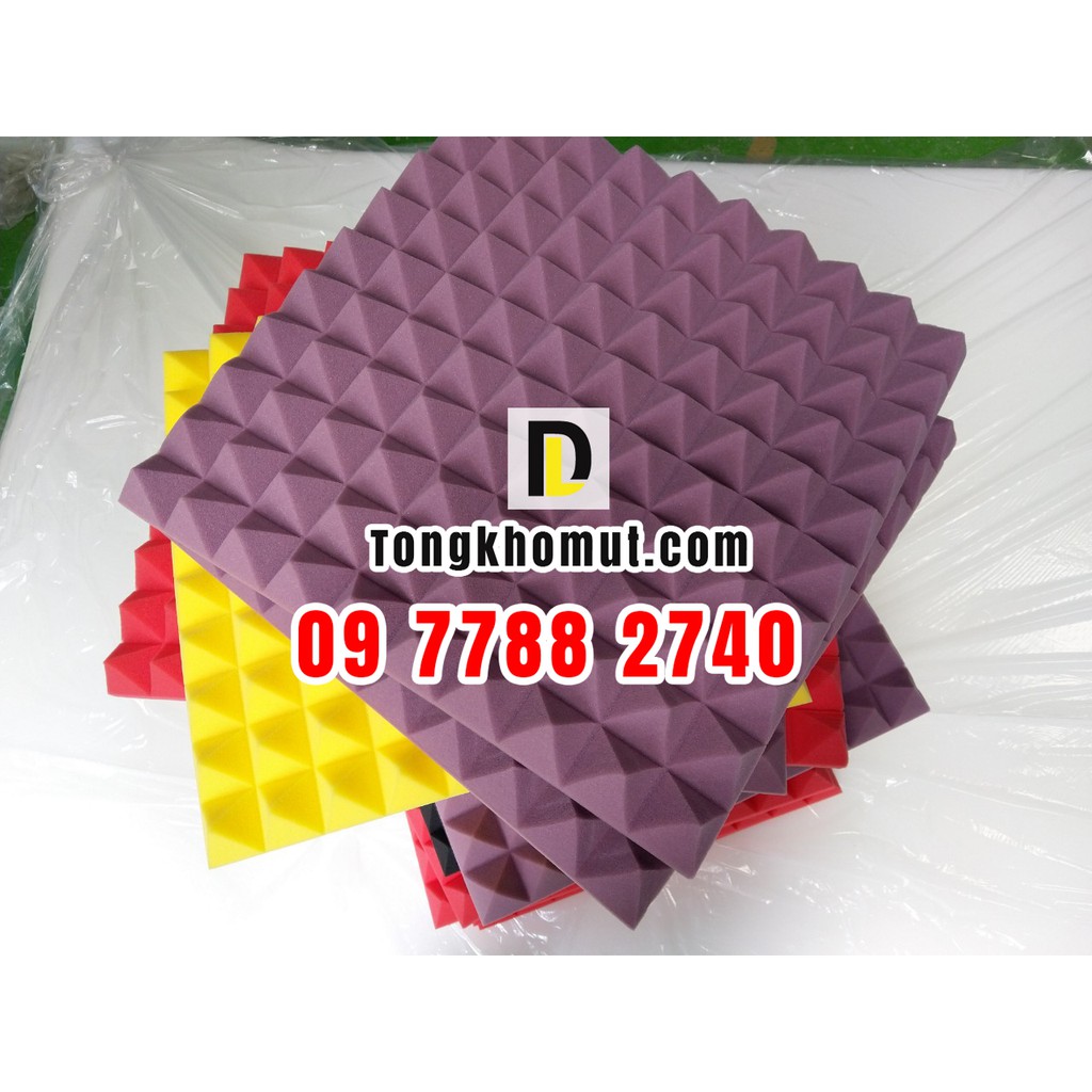 [Hỗ trợ PVC] - 10 Mút kim tự tháp chống cháy 50x50x5cm tiêu âm - cách âm tỉ trọng cao