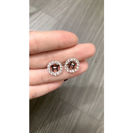 Bông tai chữ H măt tròn đính đá siêu xinh