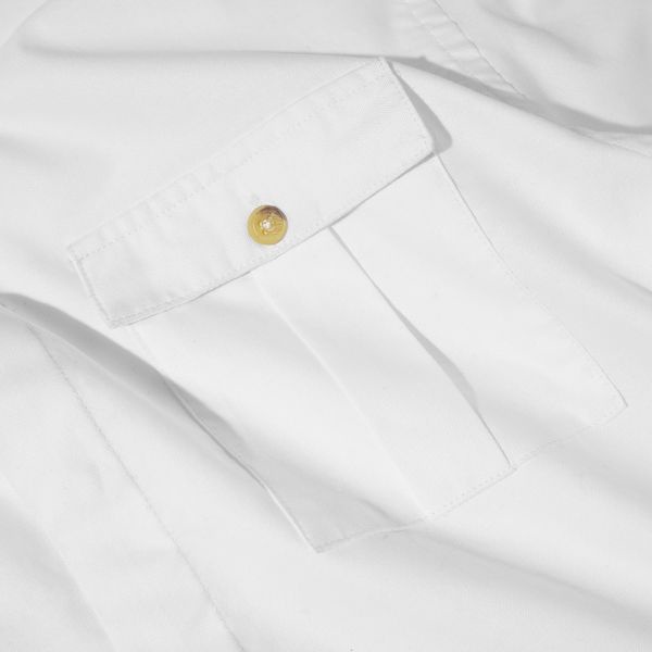 Áo Sơ Mi Nam Dài Tay Trắng Nút Nâu Hai Túi BY COTTON Pocket White Brown Button Shirt