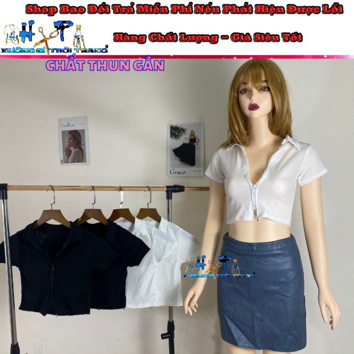 Áo croptop thun gân dây kéo 2 chiều mẫu mới hót 2020 siêu thời trang-Hàng có sẵn [GIÁ SỈ]