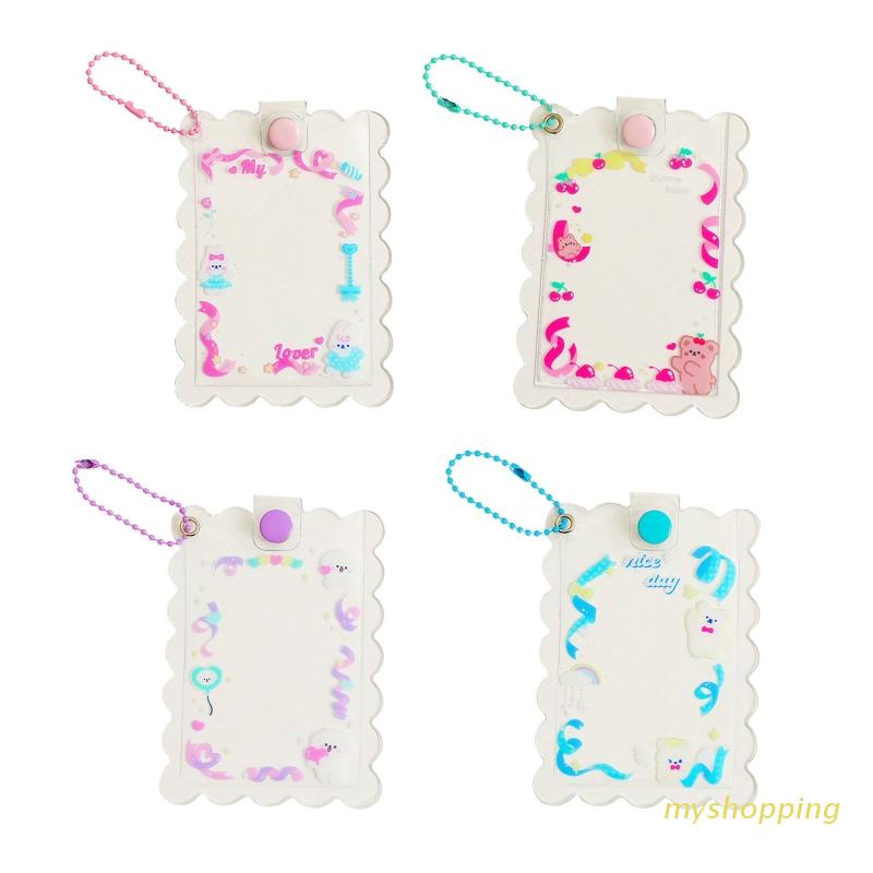 Túi Đựng Thẻ/Ảnh/Ảnh Bằng PVC Họa Tiết Hoạt Hình Dễ Thương Có Móc Khóa Cho Nữ