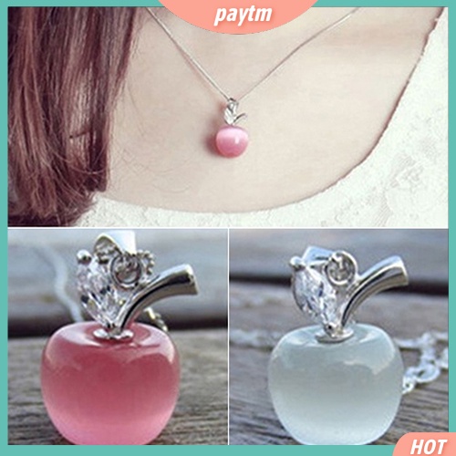 Dây chuyền mạ bạc hình trái tạo Opal nhân tạo đính đá Zircon thời trang dành cho nữ