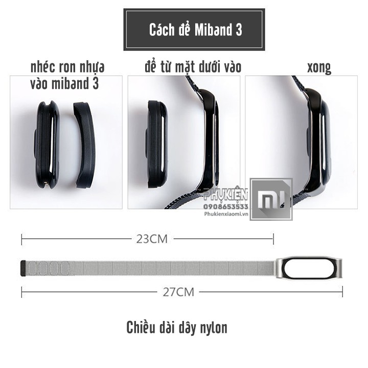 Dây thay thế Nylon mặt kim loại Mijobs cho Xiaomi Miband 3 / 4