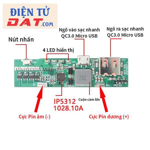 Mạch Sạc Nhanh Dự Phòng QC3.0 - 15W