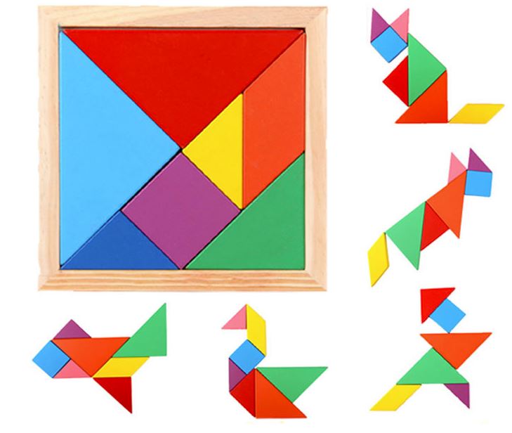 Bộ Ghép Hình Tangram Bằng Gỗ Thông Minh Cho Bé