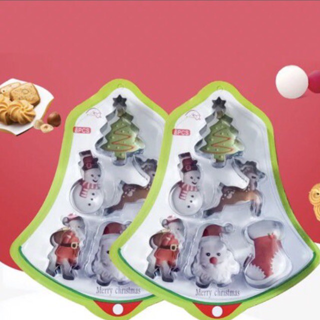 Khuôn 6 nhấn cookie noen inox không han gỉ