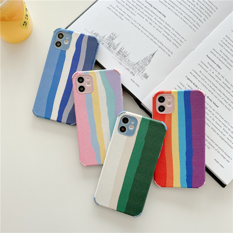 ốp lưng iPhone case Rainbow Leather phone case shockproof Luxury Design for iPhone 11 11pro 12 12promax