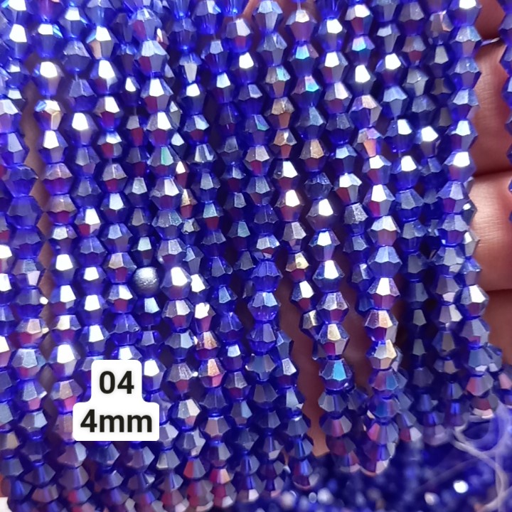 100 viên pha lê  nhiều màu 4mm hình chóp